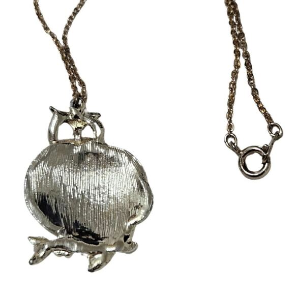 Cream Owl Enamel Coated Pendant on Gold Thin Light Weight Chain Link Necklace - Picture 3 of 5